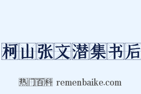 柯山张文潜集书后是什么意思的图片